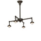 Meyda Lighting Hyde Park 34" 4-Light Craftsman Brown Double Bar Mission Chandelier With Silver Mica Shade Glass