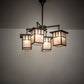 Meyda Lighting Hyde Park 34" 4-Light Craftsman Brown Double Bar Mission Chandelier With Silver Mica Shade Glass
