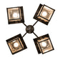 Meyda Lighting Hyde Park 34" 4-Light Craftsman Brown Double Bar Mission Chandelier With Silver Mica Shade Glass