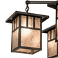 Meyda Lighting Hyde Park 34" 4-Light Craftsman Brown Double Bar Mission Chandelier With Silver Mica Shade Glass