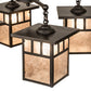 Meyda Lighting Hyde Park 34" 4-Light Craftsman Brown Double Bar Mission Chandelier With Silver Mica Shade Glass
