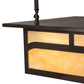 Meyda Lighting Hyde Park 34" 4-Light Craftsman Brown Double Bar Mission Island Pendant Light With Beige & Amber Mica Shade Glass