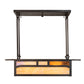 Meyda Lighting Hyde Park 34" 4-Light Craftsman Brown Double Bar Mission Island Pendant Light With Beige & Amber Mica Shade Glass
