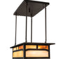 Meyda Lighting Hyde Park 34" 4-Light Craftsman Brown Double Bar Mission Island Pendant Light With Beige & Amber Mica Shade Glass