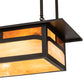 Meyda Lighting Hyde Park 34" 4-Light Craftsman Brown Double Bar Mission Island Pendant Light With Beige & Amber Mica Shade Glass