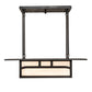 Meyda Lighting Hyde Park 34" 4-Light Craftsman Brown Double Bar Mission Island Pendant Light With White Art Shade Glass