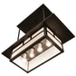 Meyda Lighting Hyde Park 34" 4-Light Craftsman Brown Double Bar Mission Island Pendant Light With White Art Shade Glass