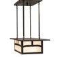 Meyda Lighting Hyde Park 34" 4-Light Craftsman Brown Double Bar Mission Island Pendant Light With White Art Shade Glass