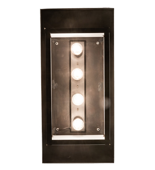 Meyda Lighting Hyde Park 34" 4-Light Craftsman Brown Double Bar Mission Island Pendant Light With White Art Shade Glass
