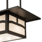 Meyda Lighting Hyde Park 34" 4-Light Craftsman Brown Double Bar Mission Island Pendant Light With White Art Shade Glass