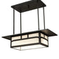 Meyda Lighting Hyde Park 34" 4-Light Craftsman Brown Double Bar Mission Island Pendant Light With White Art Shade Glass