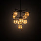 Meyda Lighting Hyde Park 34" 9-Light Craftsman Brown "T" Mission Chandelier With Beige Iridescent Art Shade Glass
