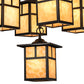 Meyda Lighting Hyde Park 34" 9-Light Craftsman Brown "T" Mission Chandelier With Beige Iridescent Art Shade Glass