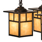 Meyda Lighting Hyde Park 34" 9-Light Craftsman Brown "T" Mission Chandelier With Beige Iridescent Art Shade Glass