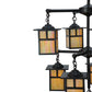 Meyda Lighting Hyde Park 34" 9-Light Craftsman Brown T Mission Chandelier With Beige Iridescent Shade Glass