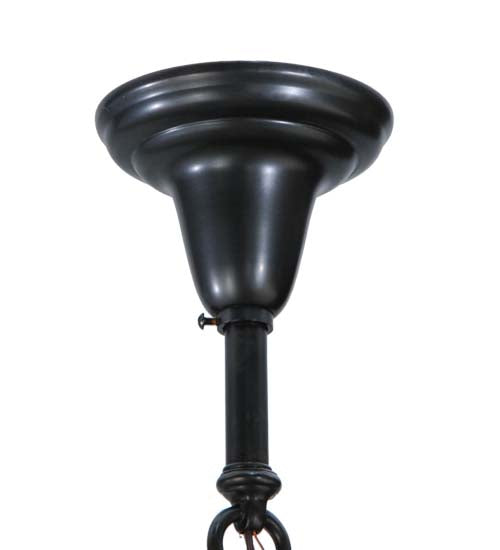 Meyda Lighting Hyde Park 34" 9-Light Craftsman Brown T Mission Chandelier With Beige Iridescent Shade Glass