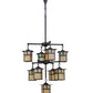 Meyda Lighting Hyde Park 34" 9-Light Craftsman Brown T Mission Chandelier With Beige Iridescent Shade Glass