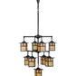 Meyda Lighting Hyde Park 34" 9-Light Craftsman Brown T Mission Chandelier With Beige Iridescent Shade Glass