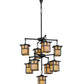 Meyda Lighting Hyde Park 34" 9-Light Craftsman Brown T Mission Chandelier With Beige Iridescent Shade Glass