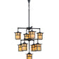 Meyda Lighting Hyde Park 34" 9-Light Craftsman Brown T Mission Chandelier With Beige Iridescent Shade Glass