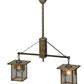 Meyda Lighting Hyde Park 36" 2-Light Antique Brass Winter Pine Island Pendant Light With Clear Seeded Shade Glass