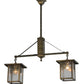 Meyda Lighting Hyde Park 36" 2-Light Antique Brass Winter Pine Island Pendant Light With Clear Seeded Shade Glass