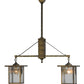 Meyda Lighting Hyde Park 36" 2-Light Antique Brass Winter Pine Island Pendant Light With Clear Seeded Shade Glass