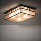 Meyda Lighting Hyde Park 36" 4-Light Craftsman Brown Double Bar Mission Island Flush Mount Light With Silver Mica Shade Glass