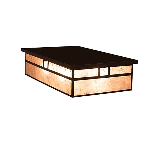 Meyda Lighting Hyde Park 36" 4-Light Craftsman Brown Double Bar Mission Island Flush Mount Light With Silver Mica Shade Glass