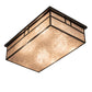 Meyda Lighting Hyde Park 36" 4-Light Craftsman Brown Double Bar Mission Island Flush Mount Light With Silver Mica Shade Glass