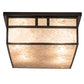 Meyda Lighting Hyde Park 36" 4-Light Craftsman Brown Double Bar Mission Island Flush Mount Light With Silver Mica Shade Glass