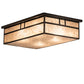 Meyda Lighting Hyde Park 36" 4-Light Craftsman Brown Double Bar Mission Island Flush Mount Light With Silver Mica Shade Glass