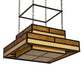 Meyda Lighting Hyde Park 36"Sq 8-Light Timeless Bronze "T" Mission Pendant Light With Ambra Siena Idalight & Tawnyrock Idalight Shade