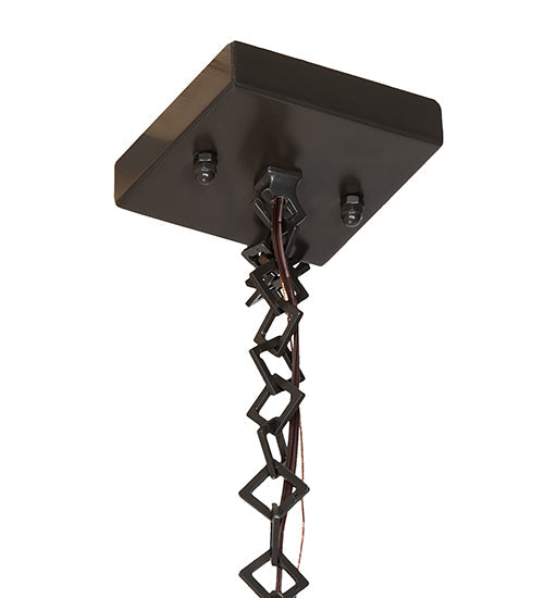 Meyda Lighting Hyde Park 36"Sq 8-Light Timeless Bronze "T" Mission Pendant Light With Ambra Siena Idalight & Tawnyrock Idalight Shade