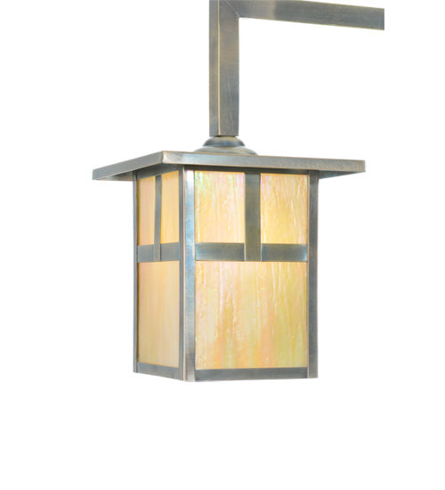 Meyda Lighting Hyde Park 38" 3-Light Antique Copper T Mission Island Pendant Light With Iridescent Shade Glass