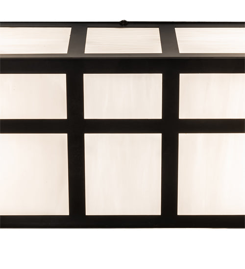 Meyda Lighting Hyde Park 38" 4-Light Craftsman Brown Double T Mission Vanity Light With White Art Shade Glass