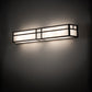 Meyda Lighting Hyde Park 38" 4-Light Craftsman Brown Double T Mission Vanity Light With White Art Shade Glass