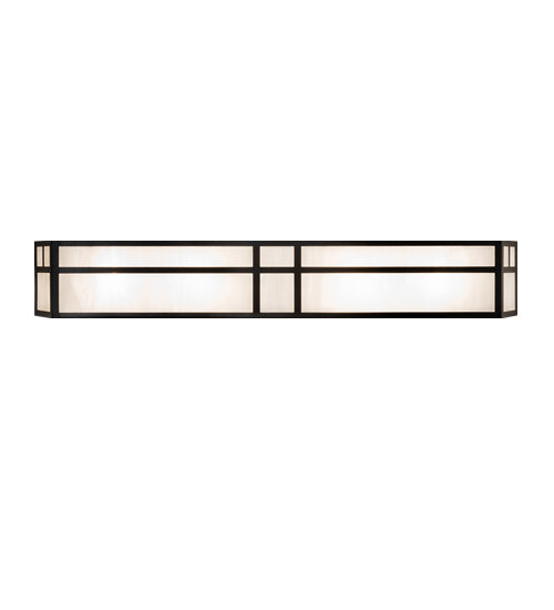 Meyda Lighting Hyde Park 38" 4-Light Craftsman Brown Double T Mission Vanity Light With White Art Shade Glass