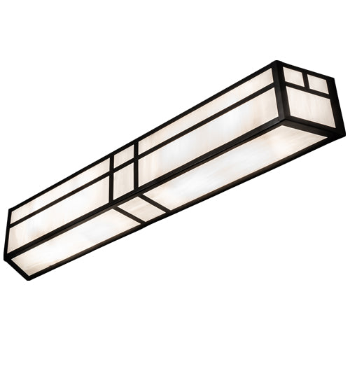 Meyda Lighting Hyde Park 38" 4-Light Craftsman Brown Double T Mission Vanity Light With White Art Shade Glass