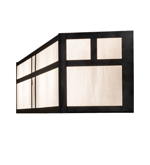 Meyda Lighting Hyde Park 38" 4-Light Craftsman Brown Double T Mission Vanity Light With White Art Shade Glass
