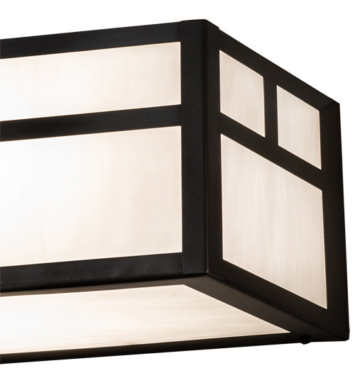 Meyda Lighting Hyde Park 38" 4-Light Craftsman Brown Double T Mission Vanity Light With White Art Shade Glass