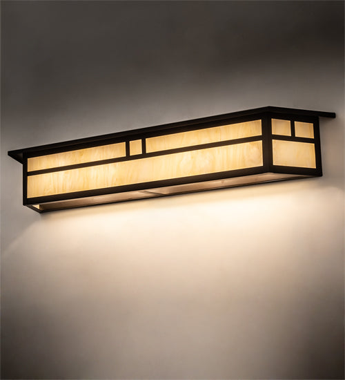 Meyda Lighting Hyde Park 39" 2-Light Oil Rubbed Bronze Double Bar Mission Vanity Light With Creme Carrara Idalight Shade