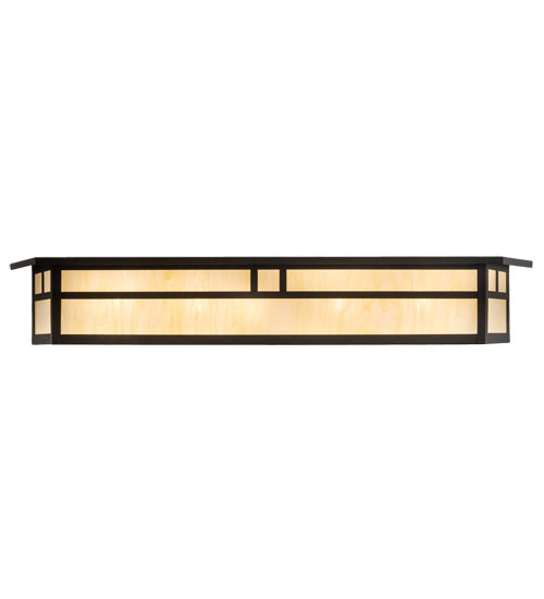 Meyda Lighting Hyde Park 39" 2-Light Oil Rubbed Bronze Double Bar Mission Vanity Light With Creme Carrara Idalight Shade