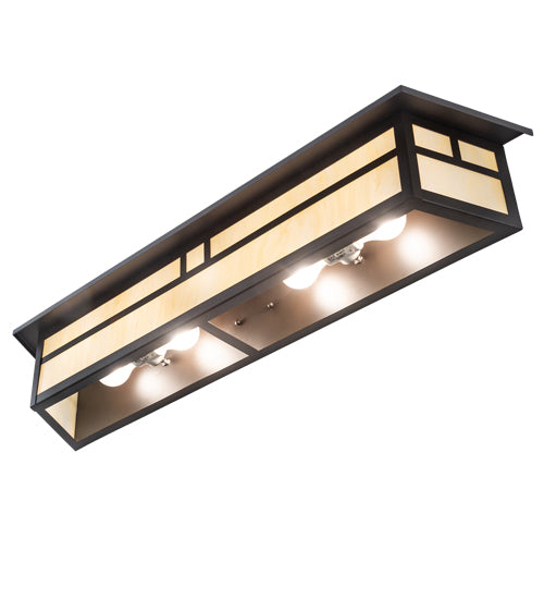 Meyda Lighting Hyde Park 39" 2-Light Oil Rubbed Bronze Double Bar Mission Vanity Light With Creme Carrara Idalight Shade