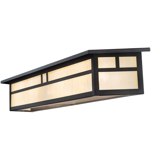 Meyda Lighting Hyde Park 39" 2-Light Oil Rubbed Bronze Double Bar Mission Vanity Light With Creme Carrara Idalight Shade