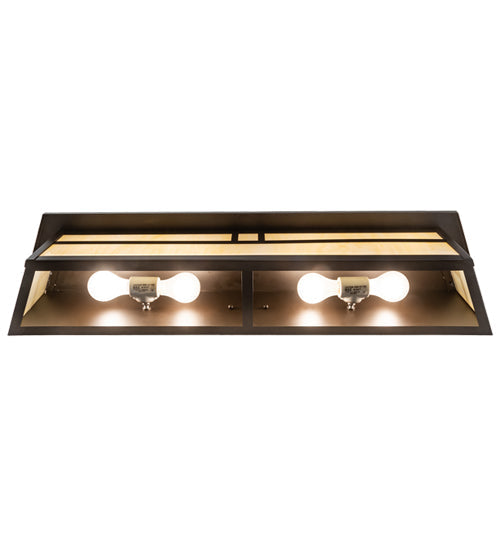 Meyda Lighting Hyde Park 39" 2-Light Oil Rubbed Bronze Double Bar Mission Vanity Light With Creme Carrara Idalight Shade