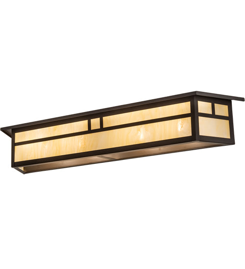 Meyda Lighting Hyde Park 39" 2-Light Oil Rubbed Bronze Double Bar Mission Vanity Light With Creme Carrara Idalight Shade