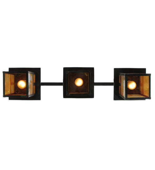 Meyda Lighting Hyde Park 39" 3-Light Vintage Copper T Mission Island Pendant Light With Iridescent Shade Glass