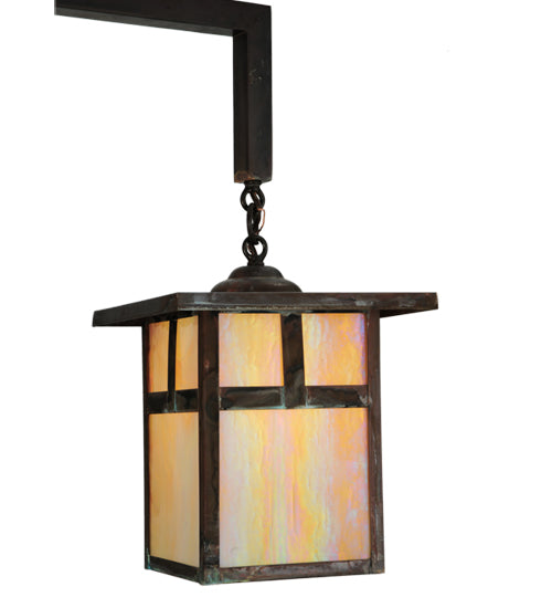 Meyda Lighting Hyde Park 39" 3-Light Vintage Copper T Mission Island Pendant Light With Iridescent Shade Glass