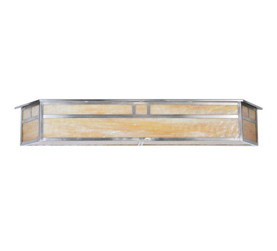 Meyda Lighting Hyde Park 39" 4-Light Brushed Nickel Double Bar Mission Vanity Light With Beige Shade Glass